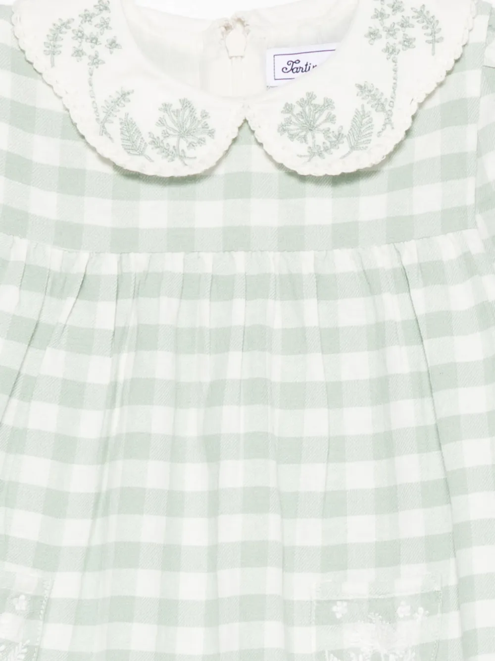 Tartine Et Chocolat Gingham Embroidered Dress In Green