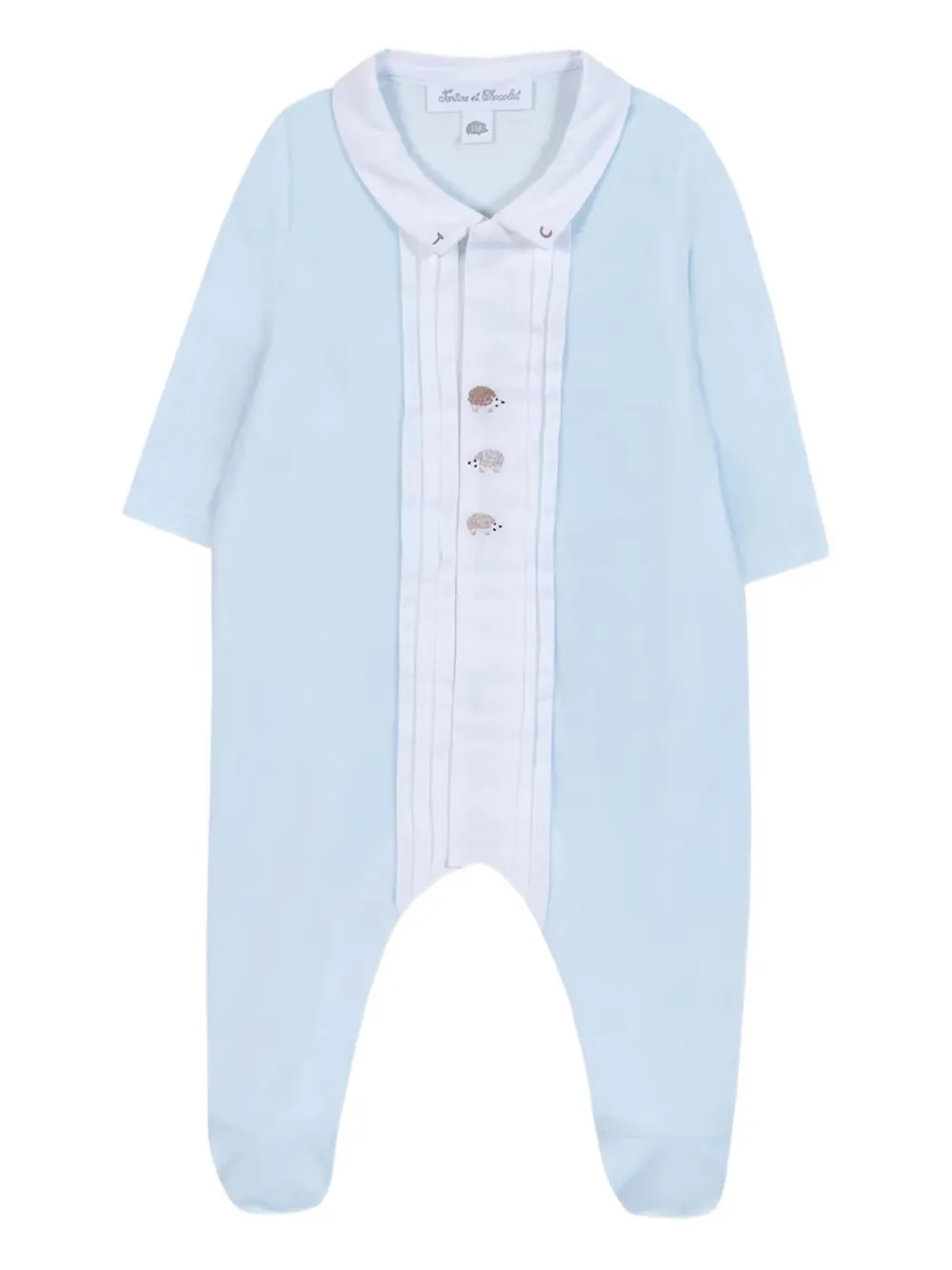 Tartine Et Chocolat Hedgehog-embroidered Pajamas In Blue