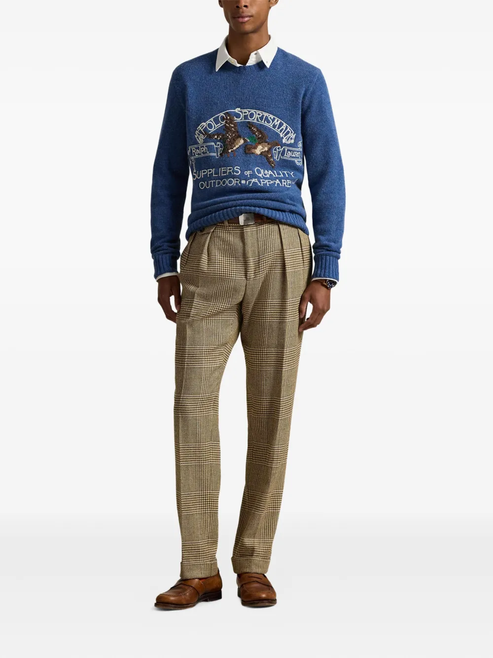 Polo Ralph Lauren Sportsman intarsia trui met borduurwerk Blauw