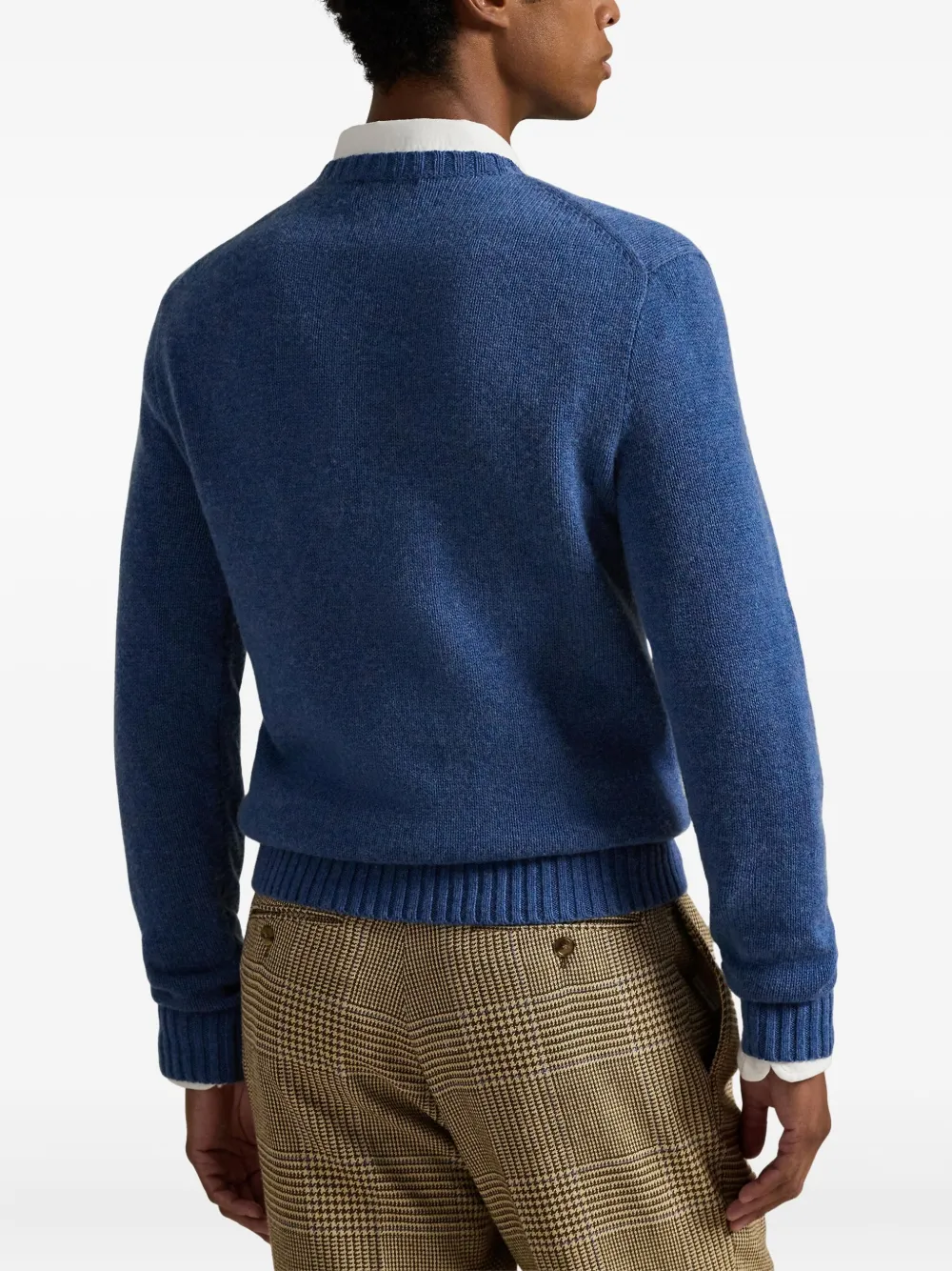 Polo Ralph Lauren Sportsman intarsia trui met borduurwerk Blauw