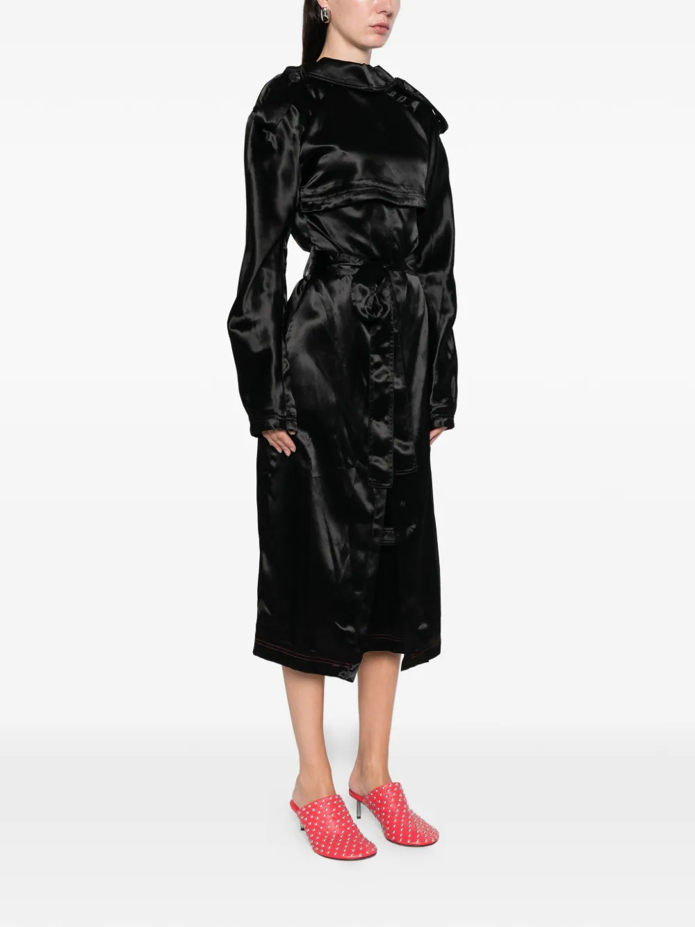  Zomer Belted Button Midi Dress - Black 