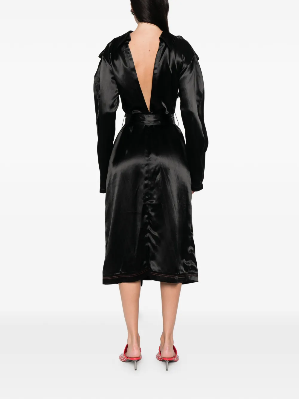 ZOMER BELTED BUTTON MIDI DRESS