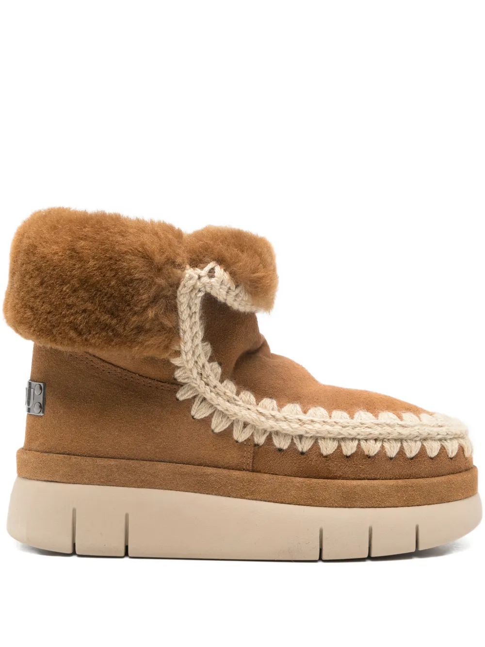 Mou Bounce round-toe boots - ブラウン Mou Bounce round-toe boots - ブラウン