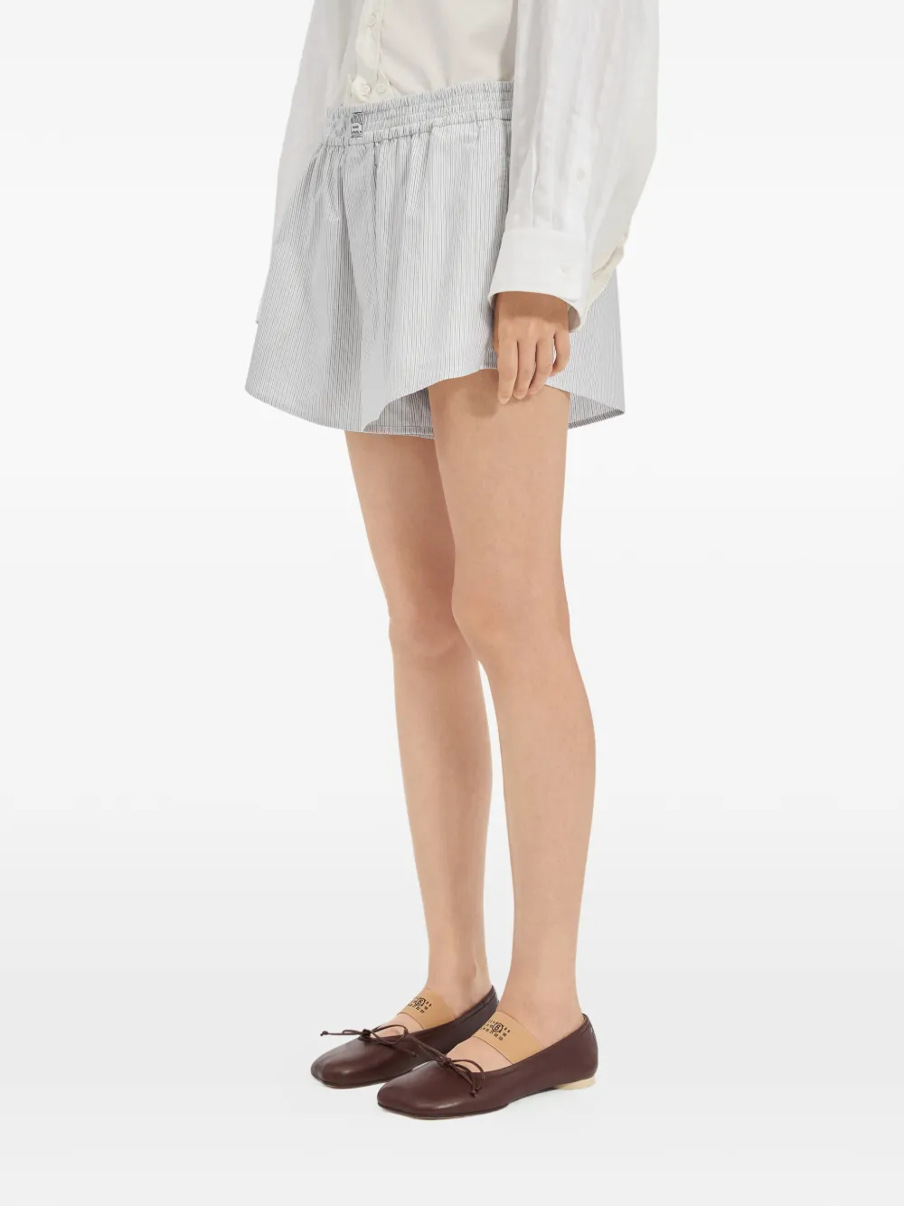 Mm6 Maison Margiela Poplin Cotton Shorts In White