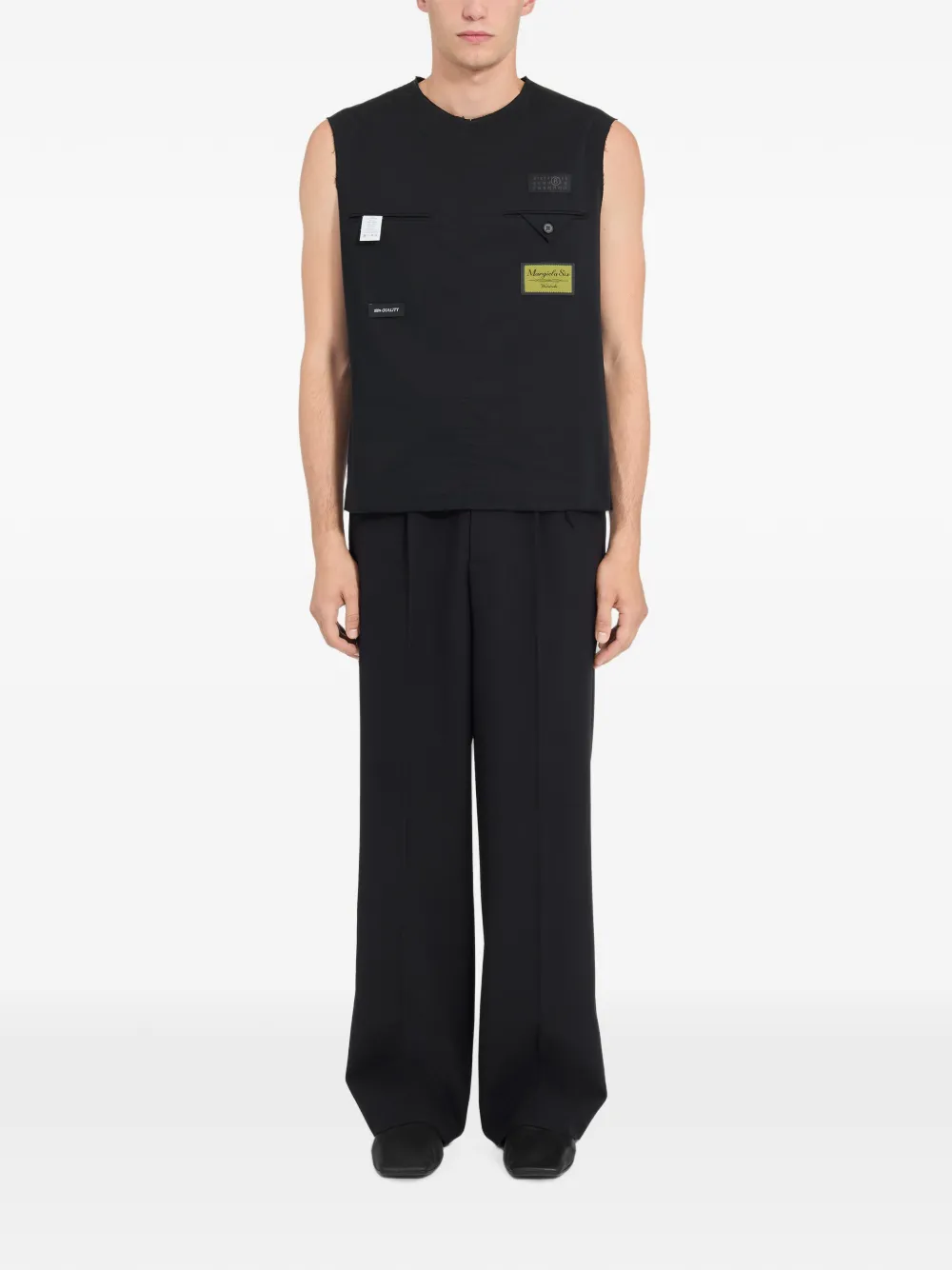 MM6 Maison Margiela Reversed Sleeveless Shirt in Black, view 2