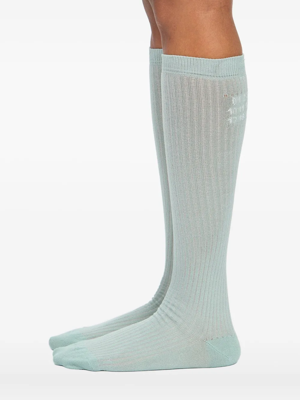 Mm6 Maison Margiela Numeric Logo Ribbed Socks In Green