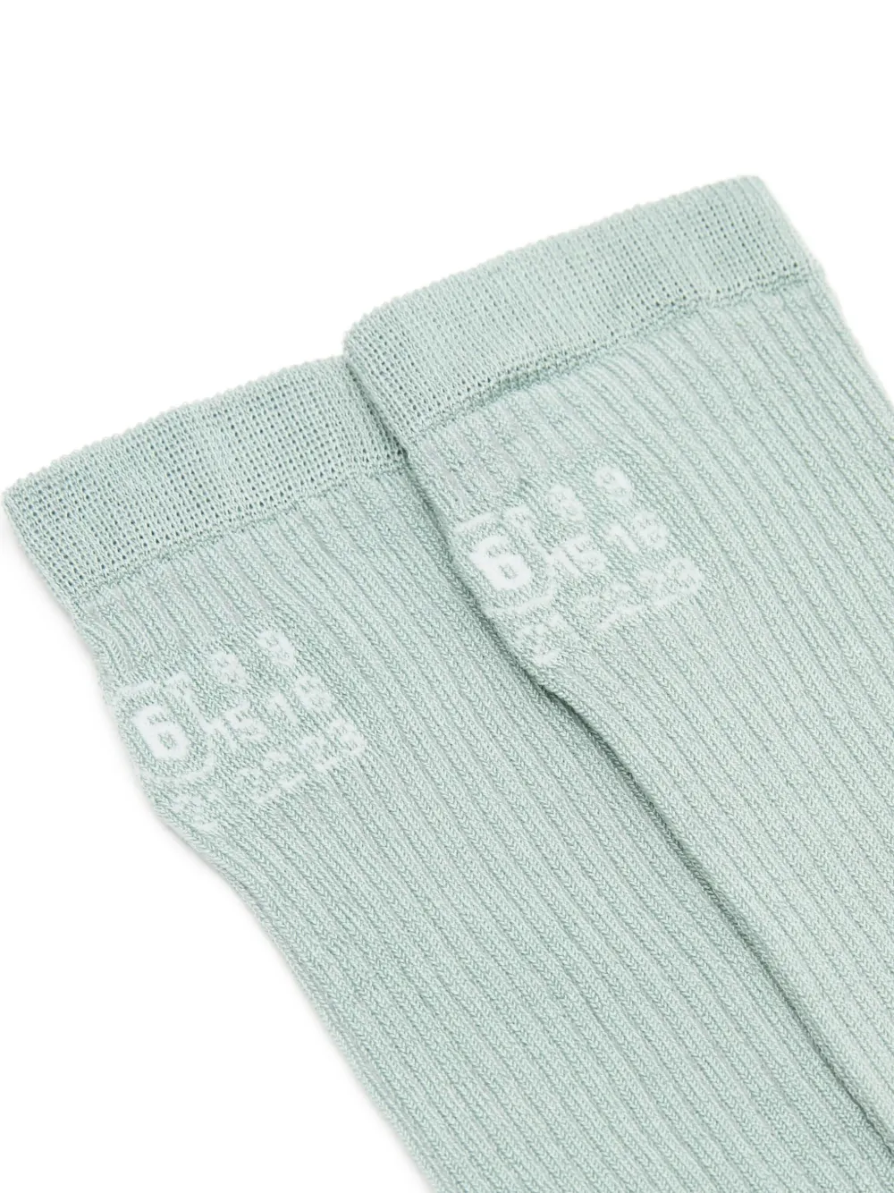 Mm6 Maison Margiela Numeric Logo Ribbed Socks In Green