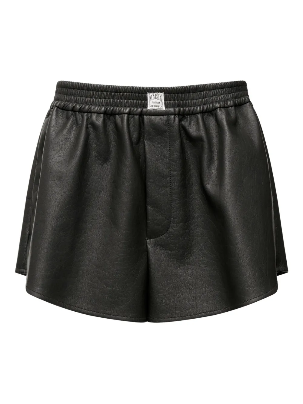 Mm6 Maison Margiela Elasticated-waist Faux-leather Shorts In Black