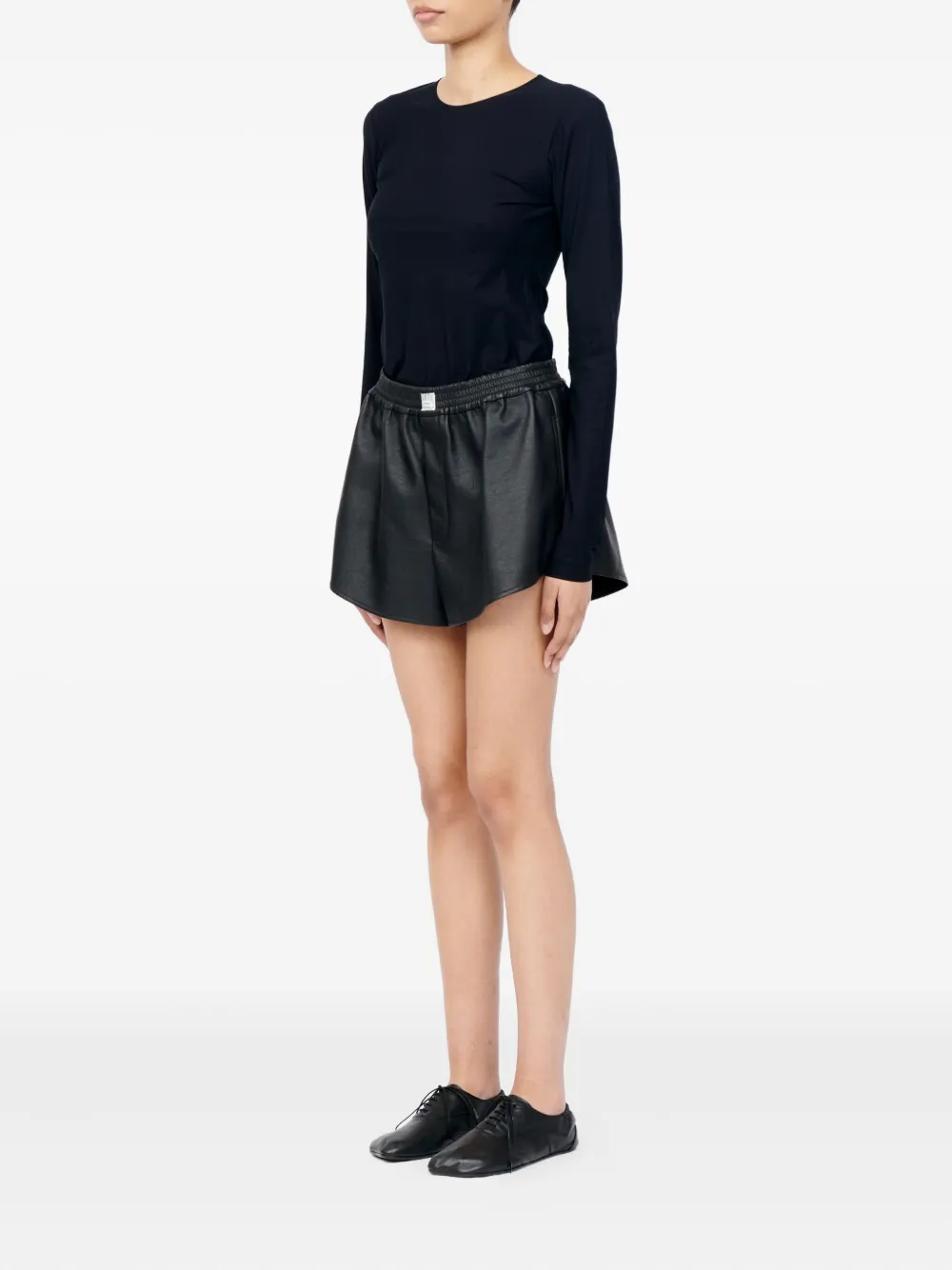 Mm6 Maison Margiela Elasticated-waist Faux-leather Shorts In Black