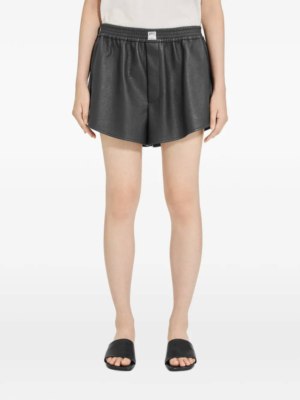 MM6 Maison Margiela Shorts in pelle sintetica con vita elasticizzata - Nero