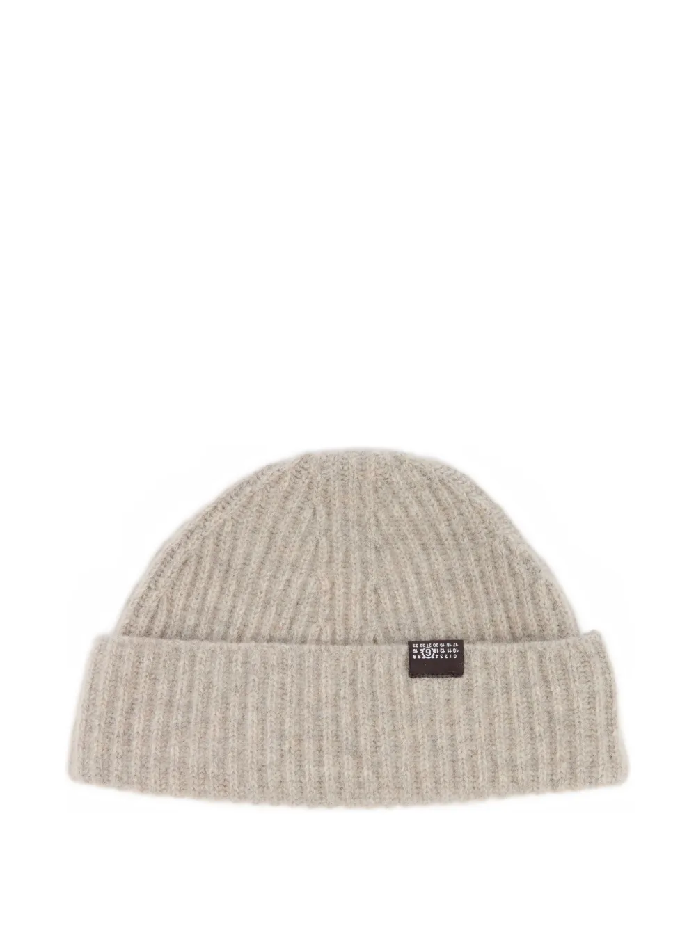 Mm6 Maison Margiela Ribbed Logo-patch Beanie In White