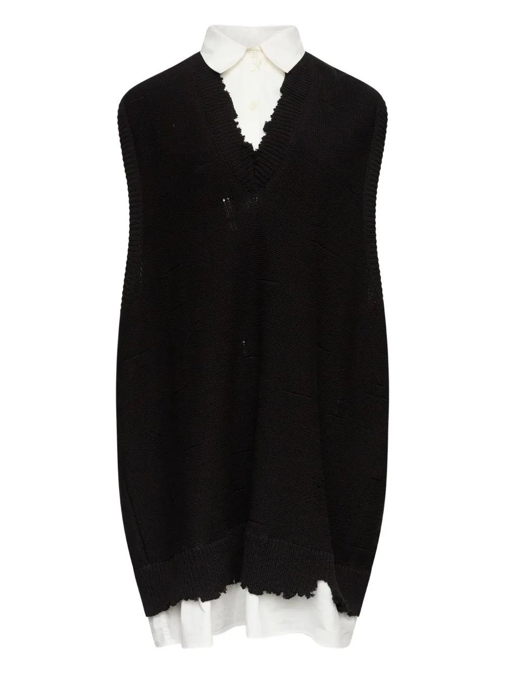 MM6 Maison Margiela Abito corto con frange - Nero