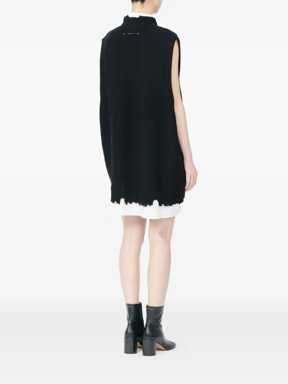 MM6 Maison Margiela Gebreide mini-jurk met franje Zwart