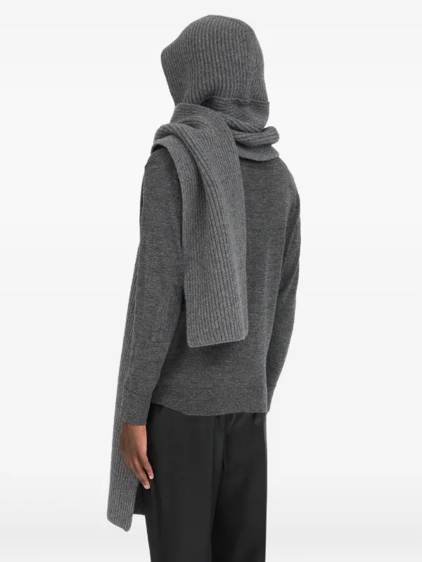 Maison Margiela Ribbed Hooded Scarf | Grey | FARFETCH CA