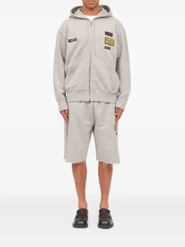 MM6 Maison Margiela zip-up logo-appliqué Hoodie | Grey | FARFETCH