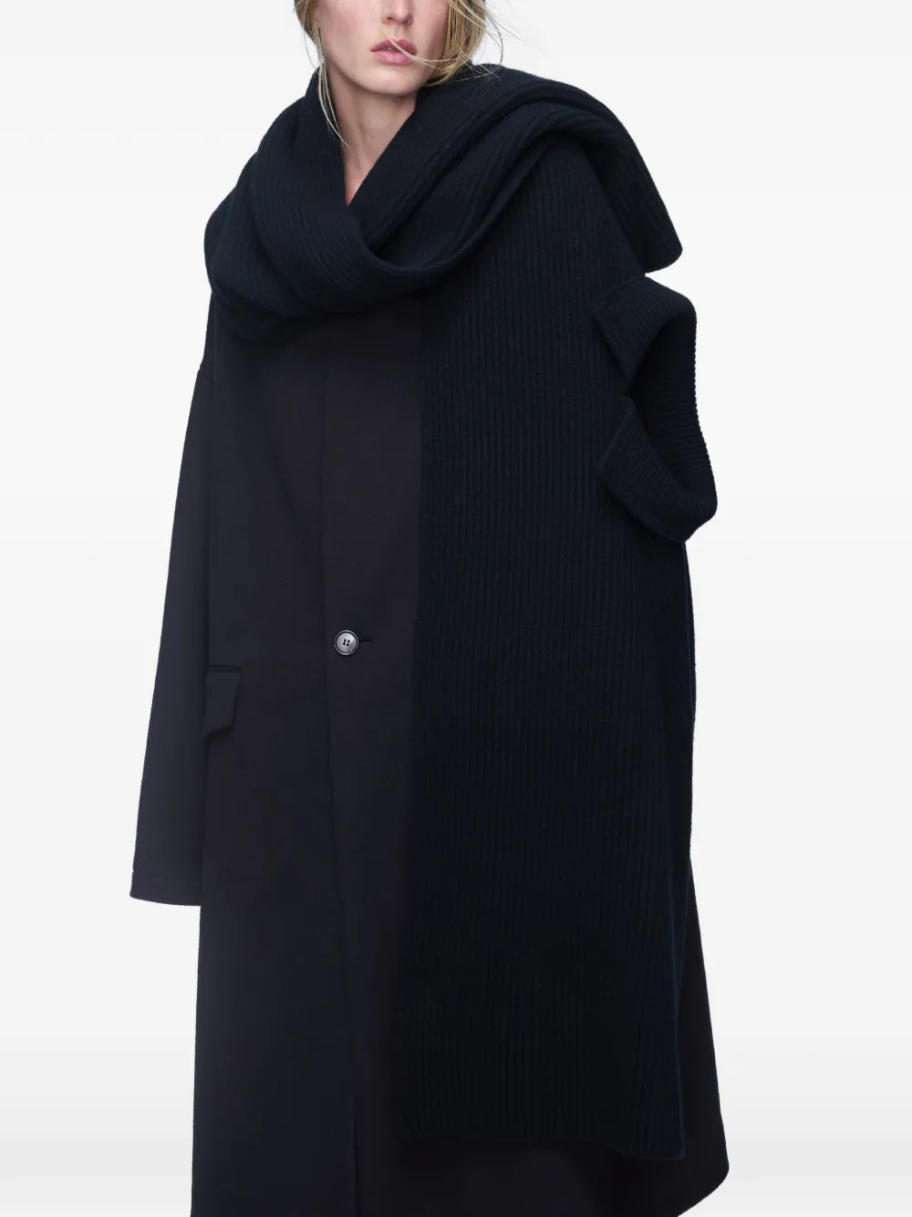 Maison Margiela collared ribbed scarf - Blauw