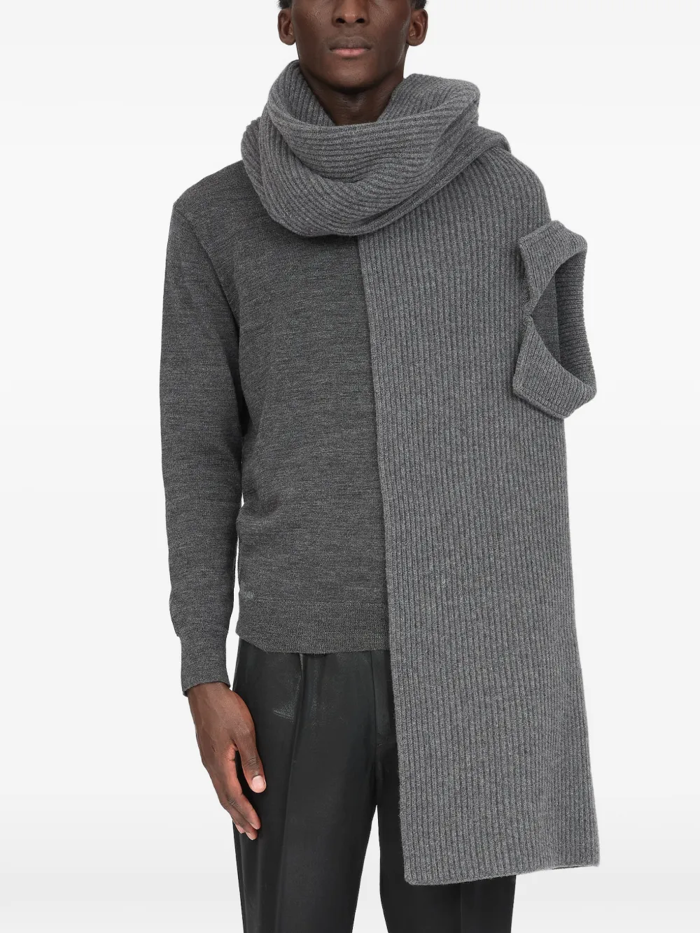 Maison Margiela Geribbelde sjaal met kraag Grijs