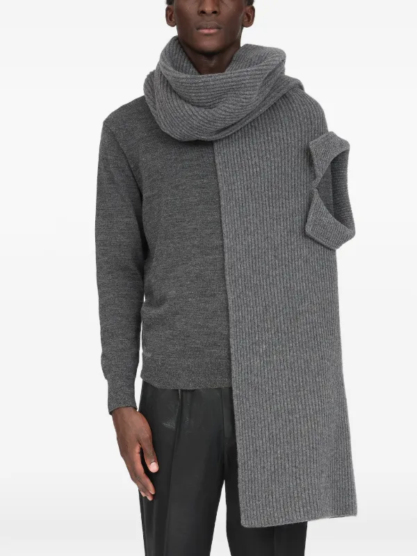 Maison Margiela Collar Ribbed Scarf | Grey | FARFETCH