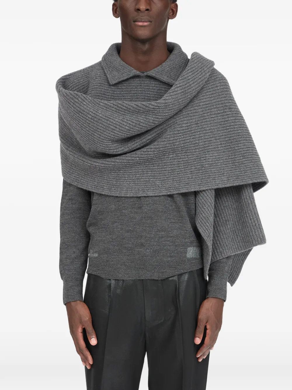 Maison Margiela Geribbelde sjaal met kraag Grijs