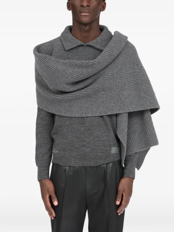 Maison Margiela Collar Ribbed Scarf | Grey | FARFETCH