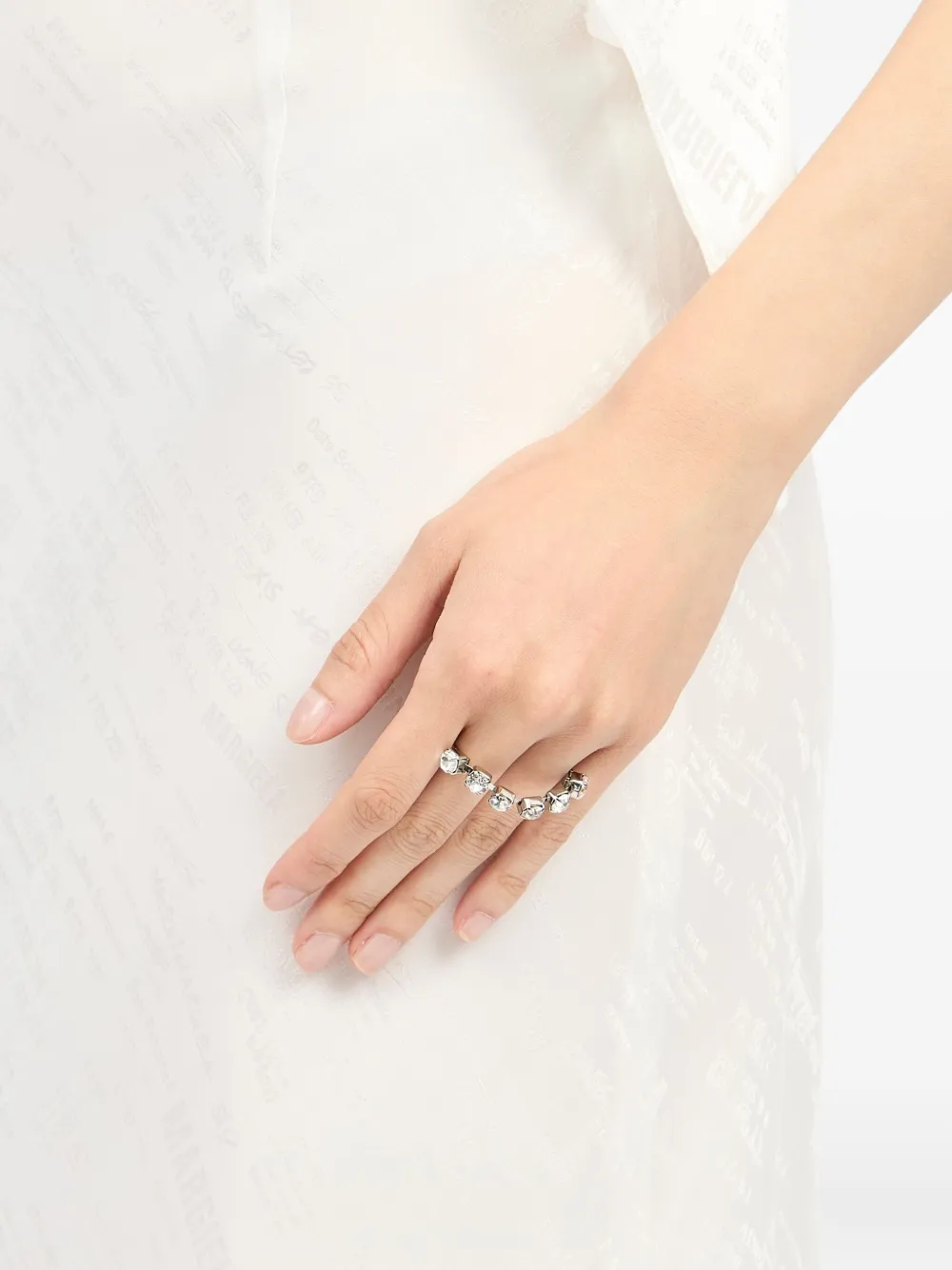 MM6 Maison Margiela Ring verfraaid met kristallen - Zilver