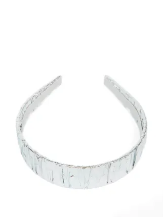 MM6 Maison Margiela logo-plaque Headband | Silver | FARFETCH OM
