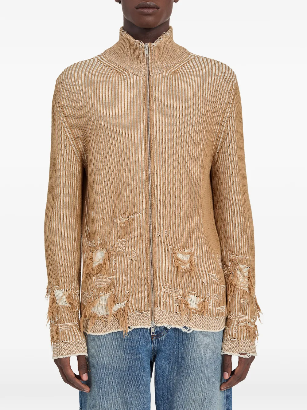 MM6 Maison Margiela Gerafeld vest met rits Beige