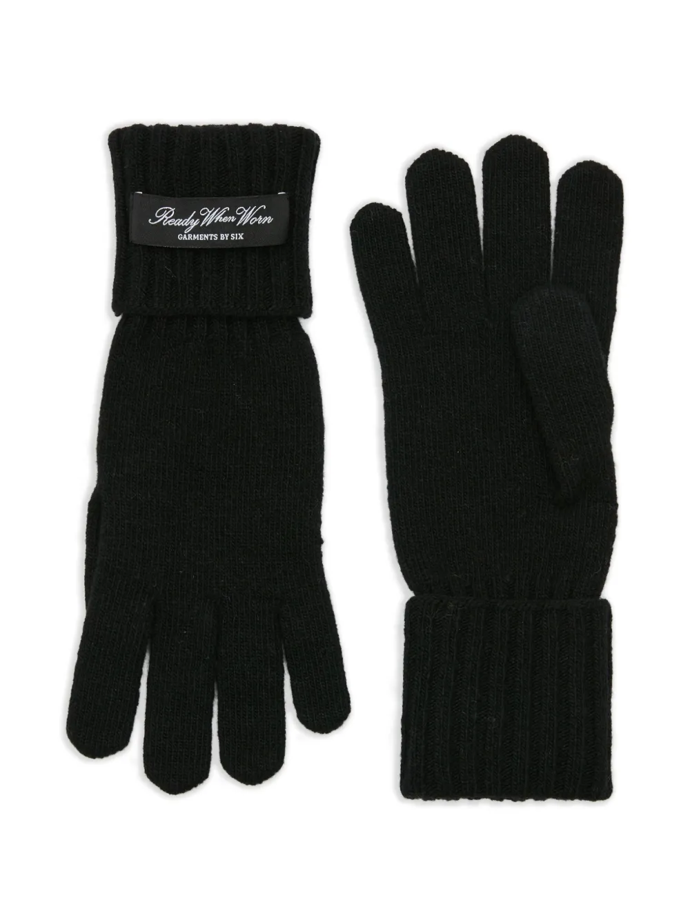 Mm6 Maison Margiela Ribbed-cuff Logo-patch Gloves In Black