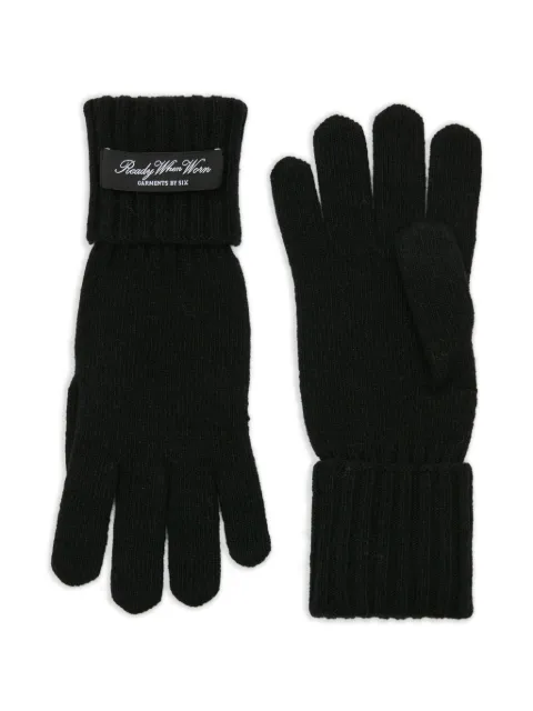 MM6 Maison Margiela ribbed-cuff logo-patch gloves