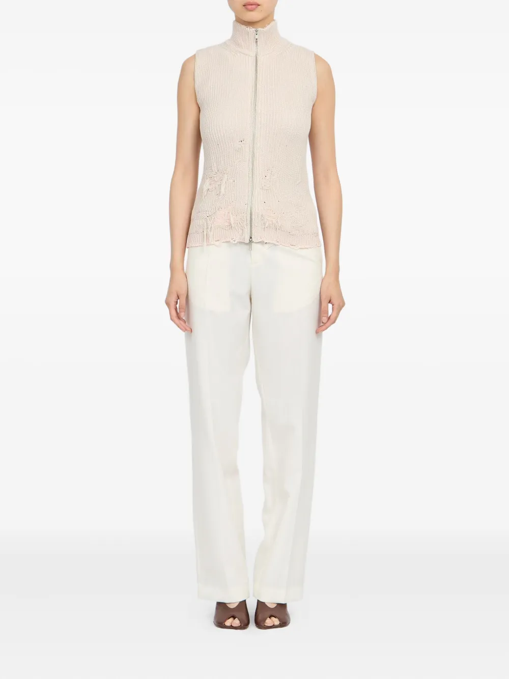MM6 Maison Margiela Gerafelde gebreide spencer met rits Roze