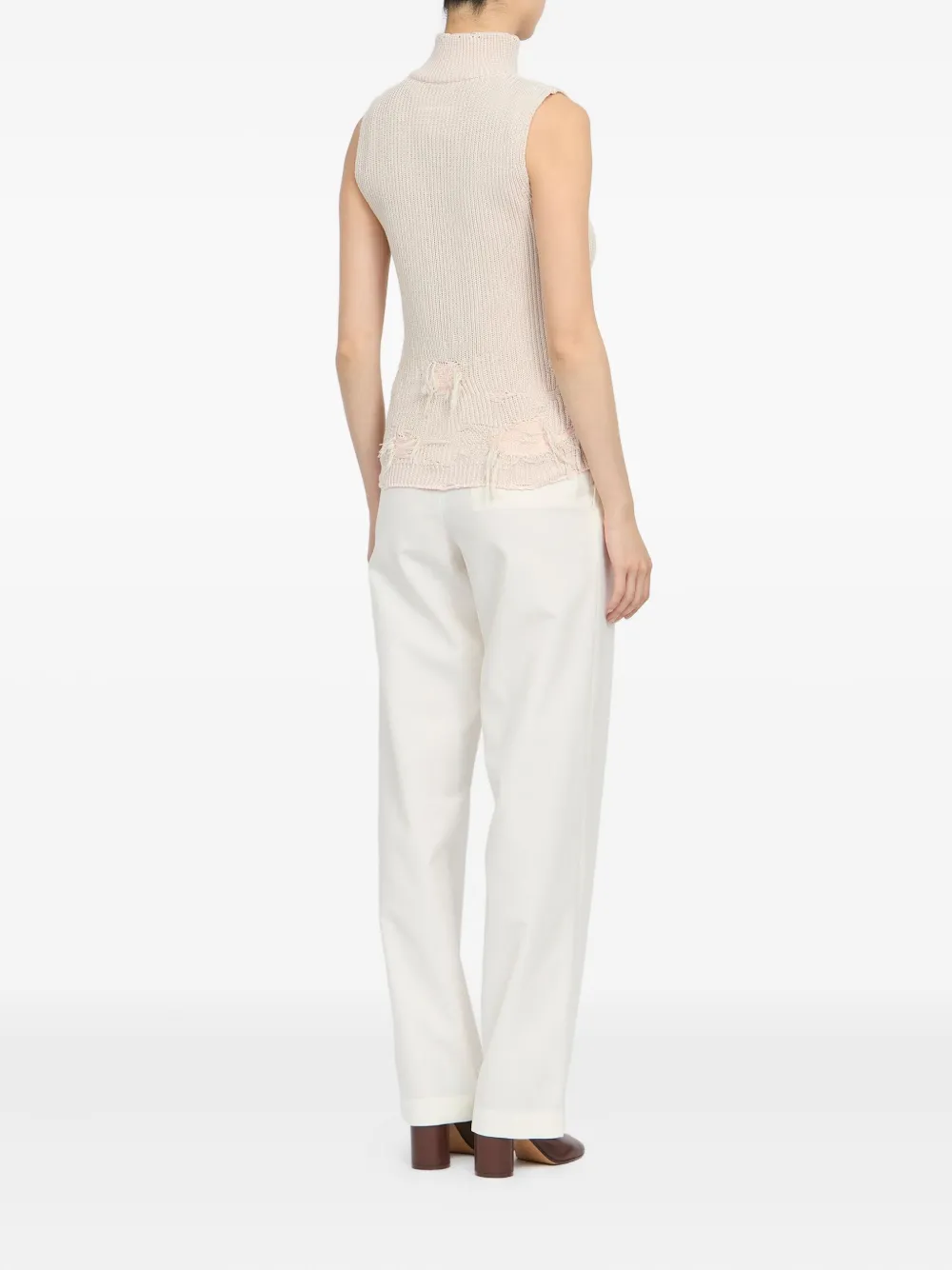 MM6 Maison Margiela Gerafelde gebreide spencer met rits Roze