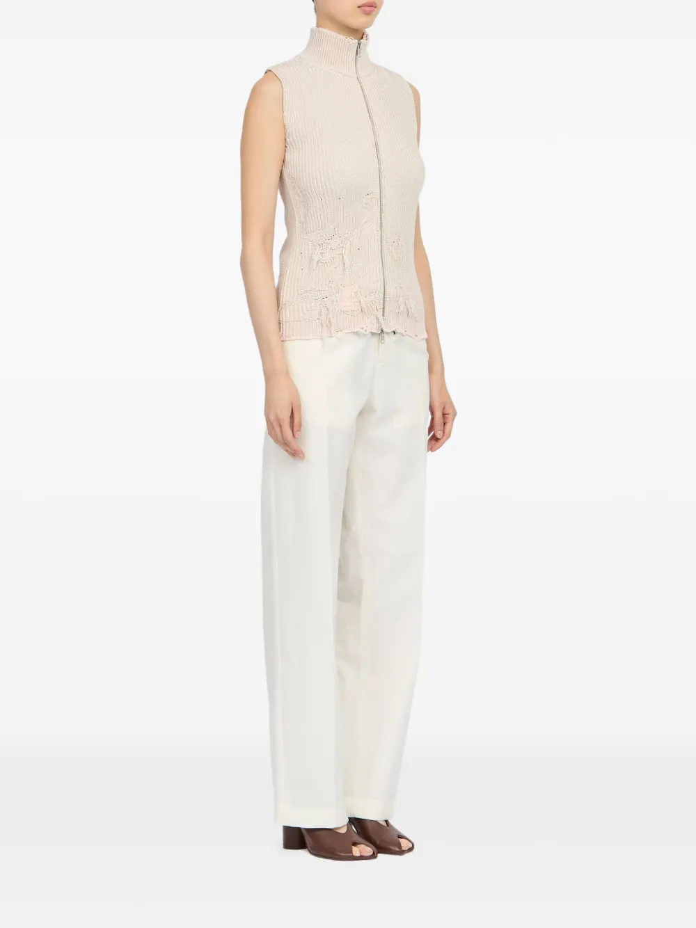 MM6 Maison Margiela Gerafelde gebreide spencer met rits Roze
