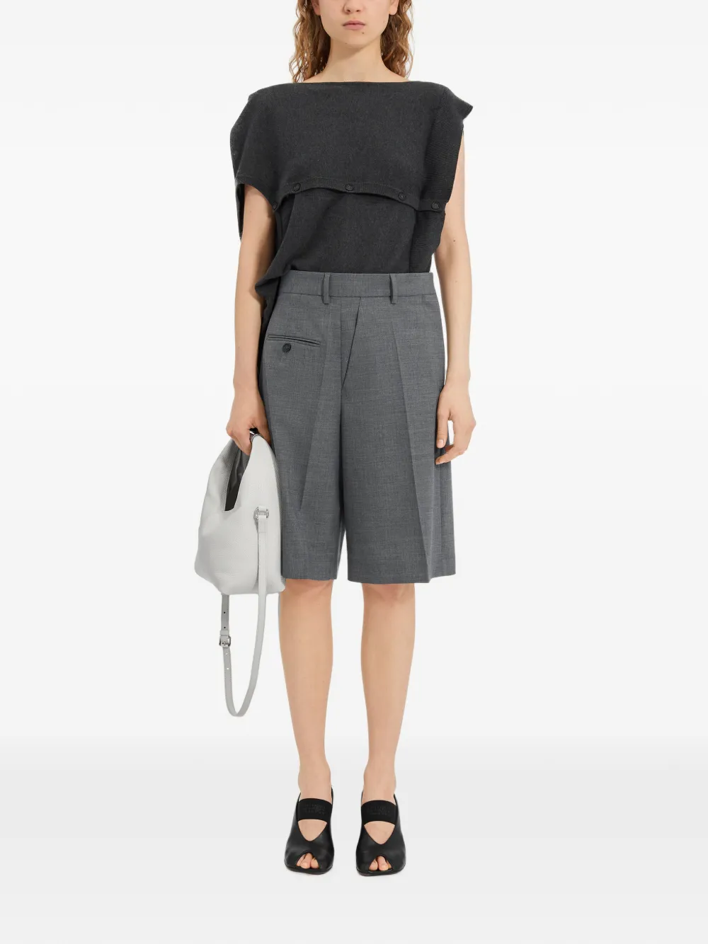 MM6 Maison Margiela Shorts sartoriali con tasche a filetto - Grigio
