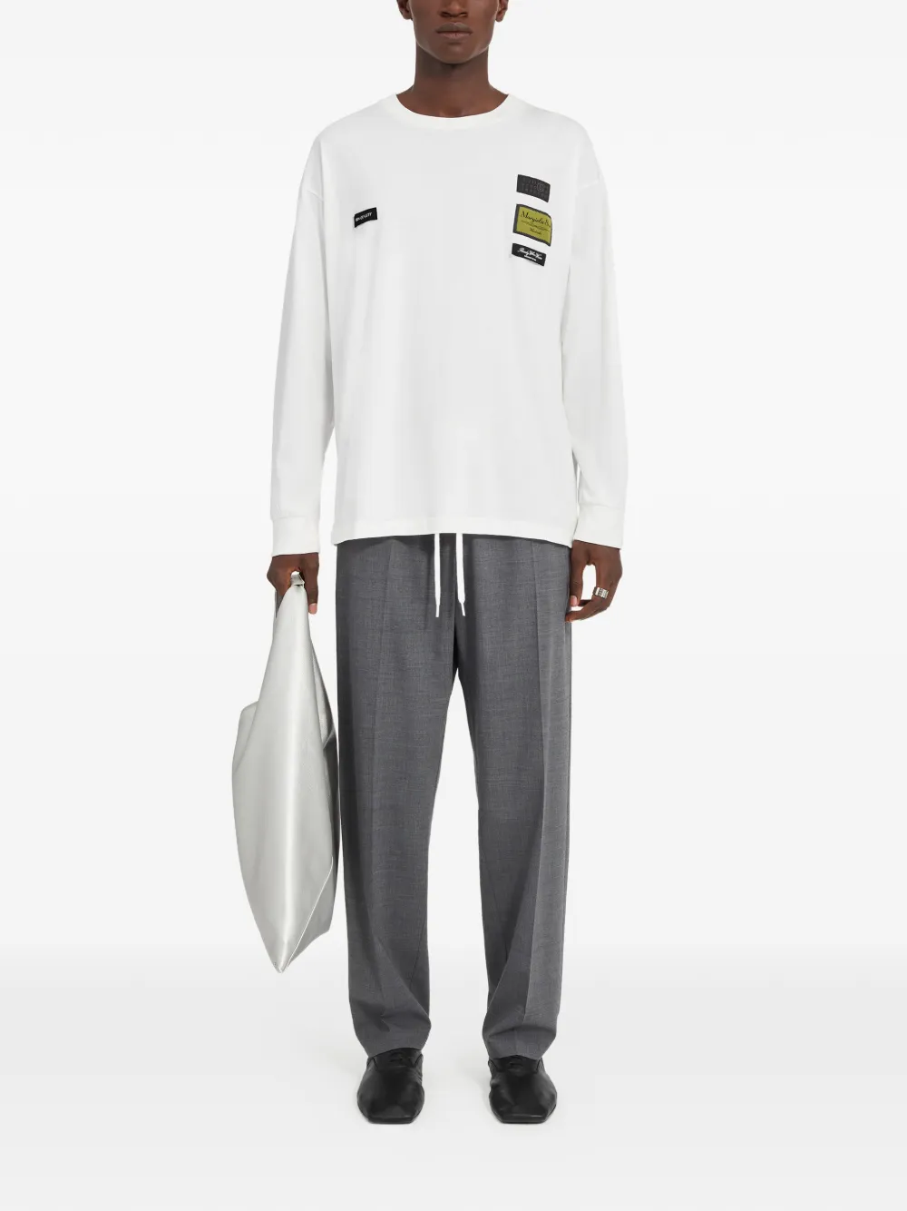 MM6 Maison Margiela patch long-sleeved T-shirt - Wit