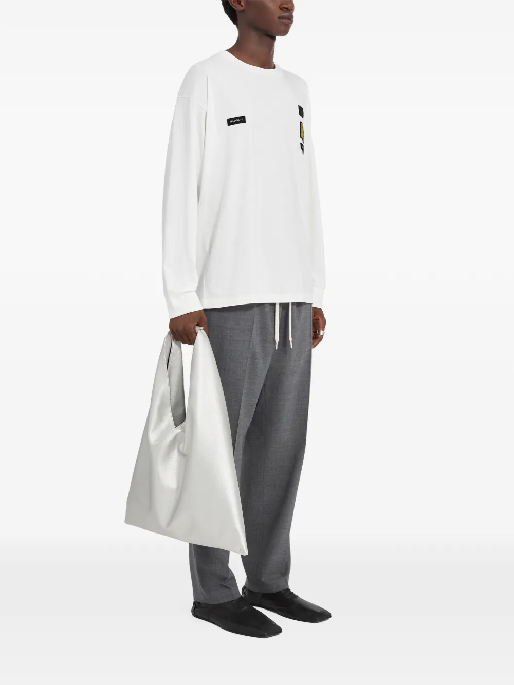 MM6 Maison Margiela T-shirt met patch en lange mouwen Wit