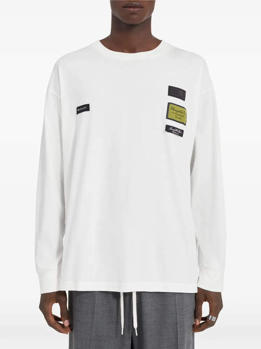 MM6 Maison Margiela T-shirt met patch en lange mouwen Wit