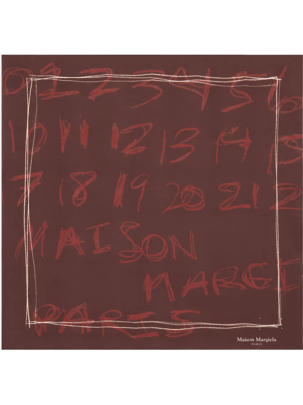 Maison Margiela numbers-print neckerchief - Bruin