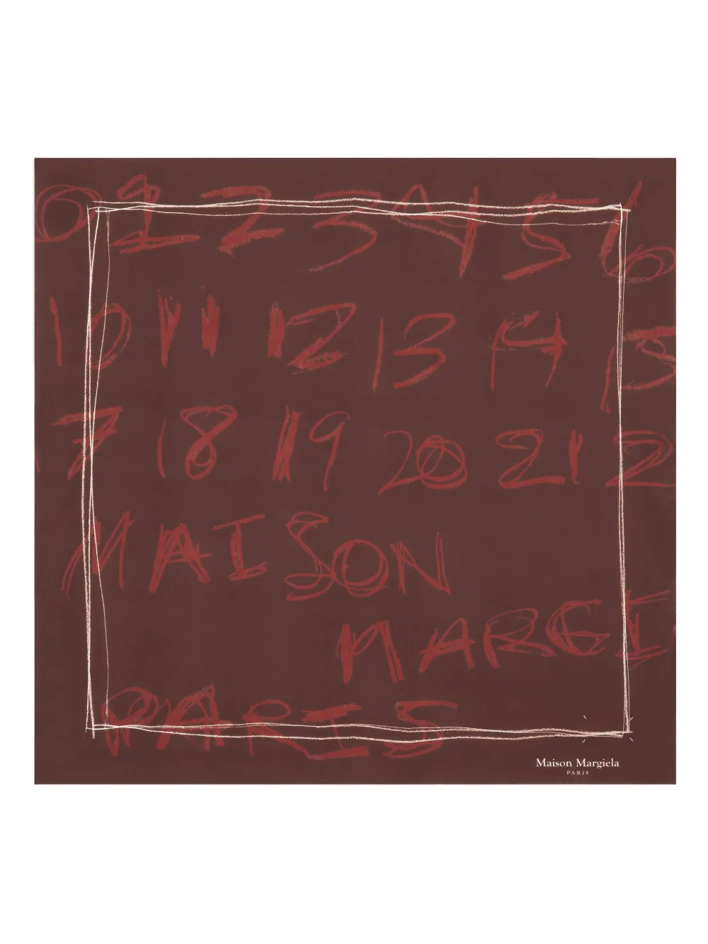 Maison Margiela numbers-print neckerchief - Marrone