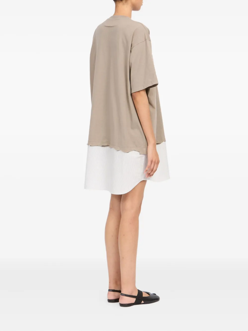 MM6 Maison Margiela T-shirtjurk met gestreept vlak Beige