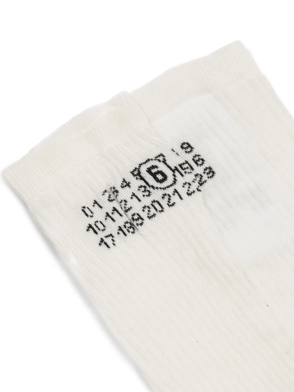 Mm6 Maison Margiela Numeric Logo Ribbed Socks In Neutral