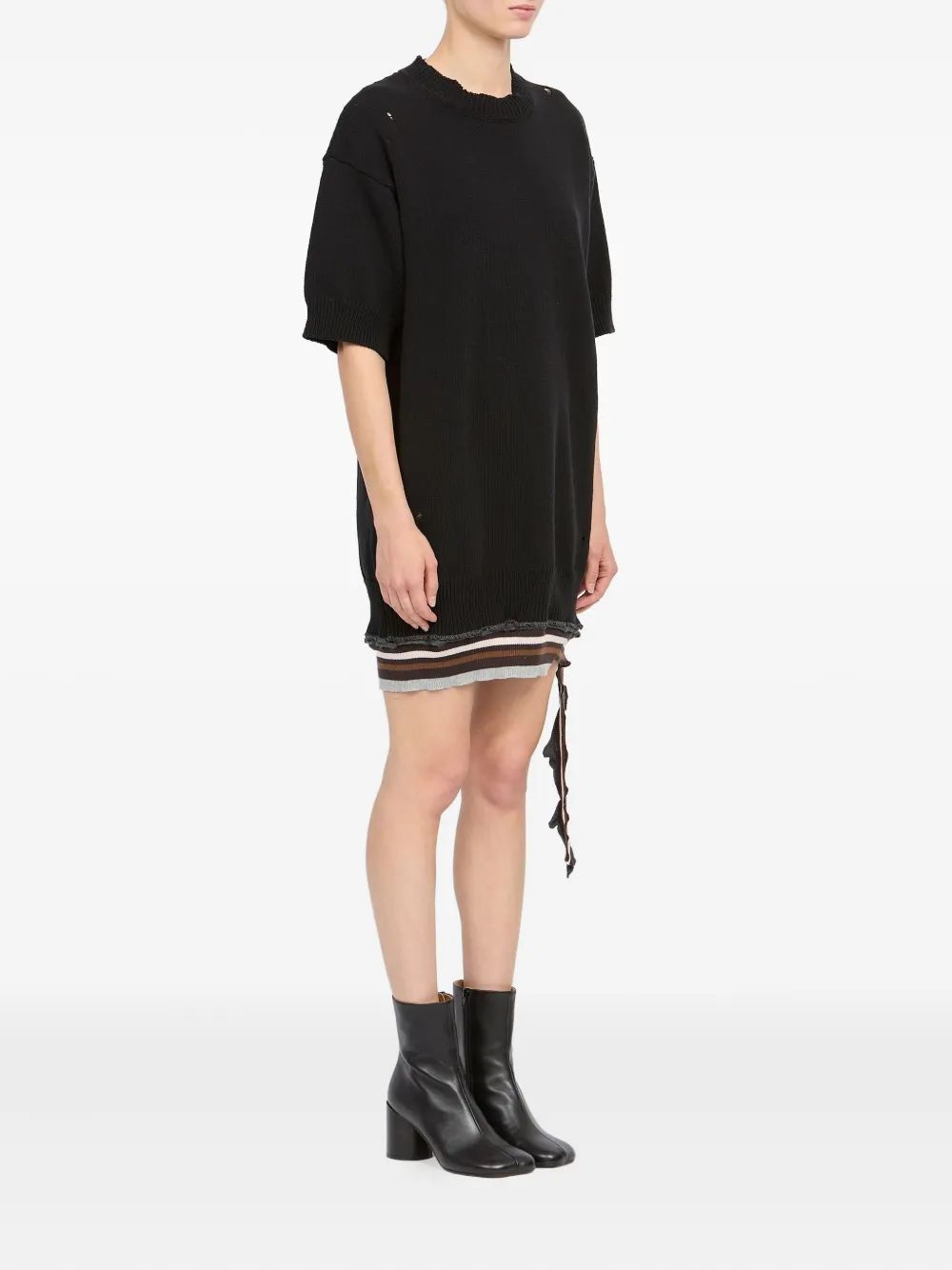 distressed knitted mini dress