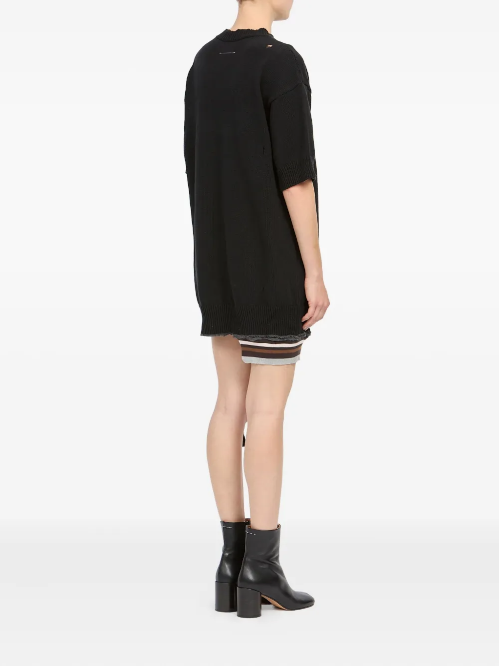 distressed knitted mini dress