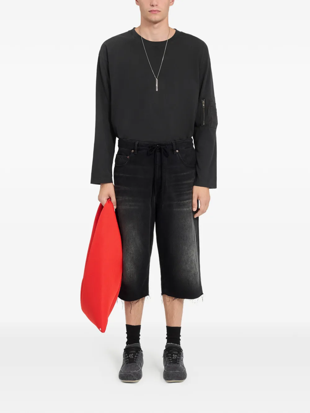 MM6 Maison Margiela Gerafelde shorts - Zwart