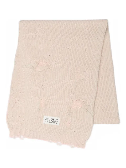 MM6 Maison Margiela distressed logo-patch scarf