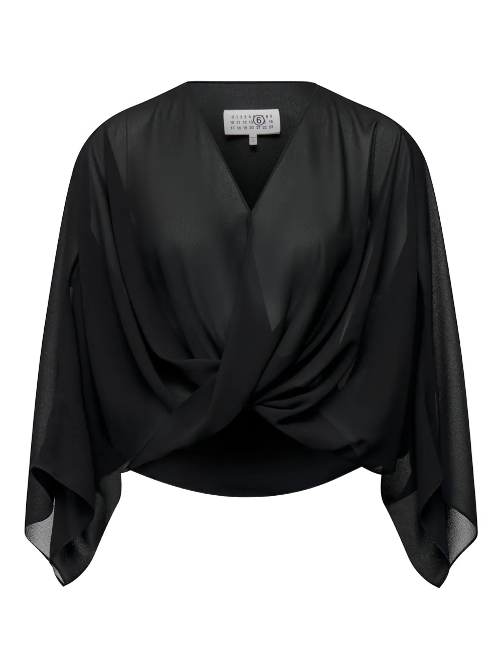 Mm6 Maison Margiela Twisted-front Long-sleeve Blouse In Black