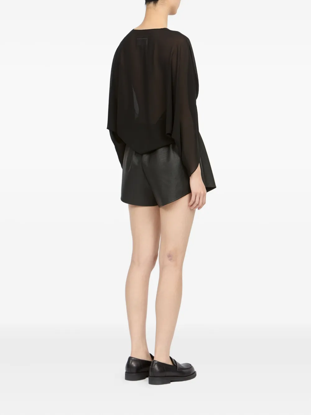 Mm6 Maison Margiela Twisted-front Long-sleeve Blouse In Black