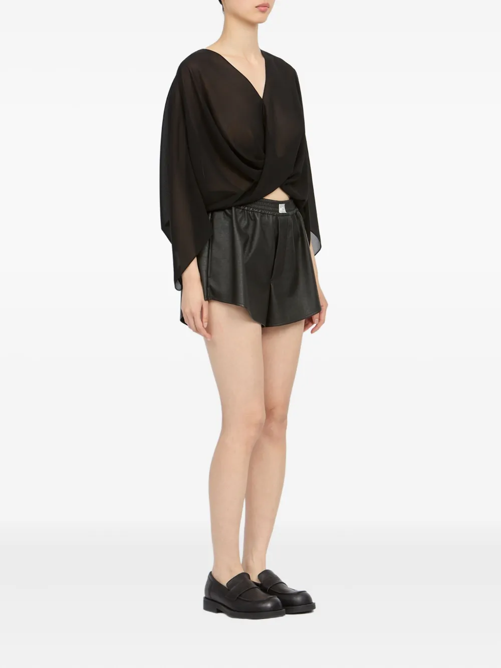Mm6 Maison Margiela Twisted-front Long-sleeve Blouse In Black