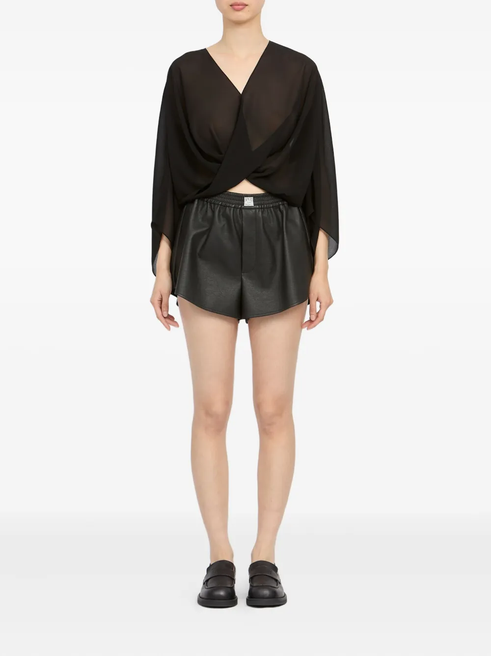 Mm6 Maison Margiela Twisted-front Long-sleeve Blouse In Black