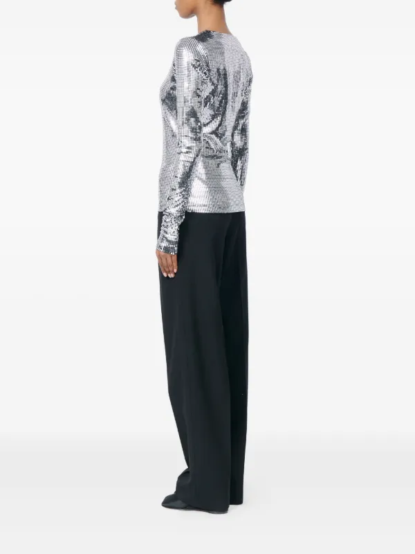 MM6 Maison Margiela Metallic long-sleeve T-shirt | Silver | FARFETCH