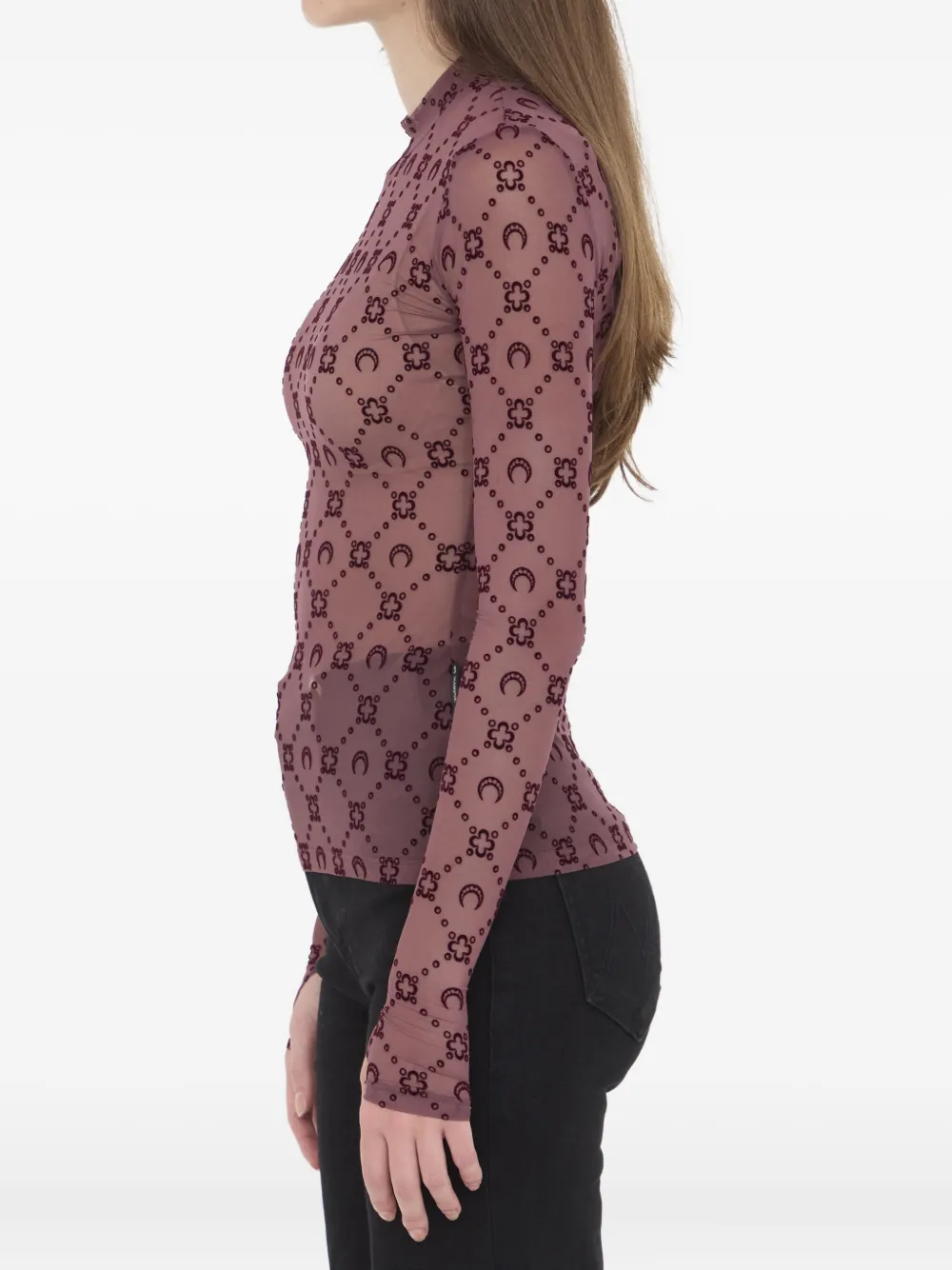 Marine Serre T-shirt met hoge hals en maanprint Rood